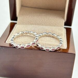 (2) Set Rings Vintage Designer Pandora Enamel Sterling Silver Ring - Size 6.75